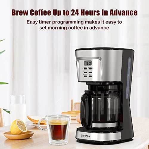 12-Cup Programmable Coffee Maker - Glass Carafe Permanent Filter
