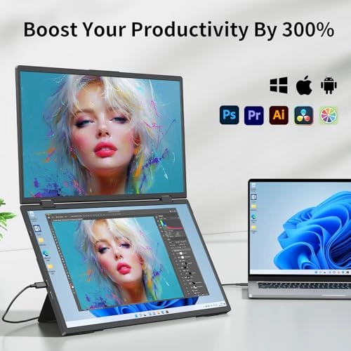 Laptop Screen Extender - 15.6" Dual Monitors USB C