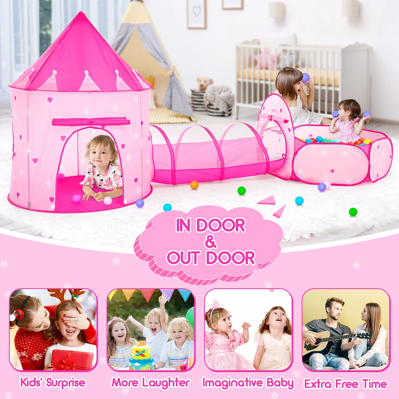 Play Tent + Ball Pit + Crawl Tunnel