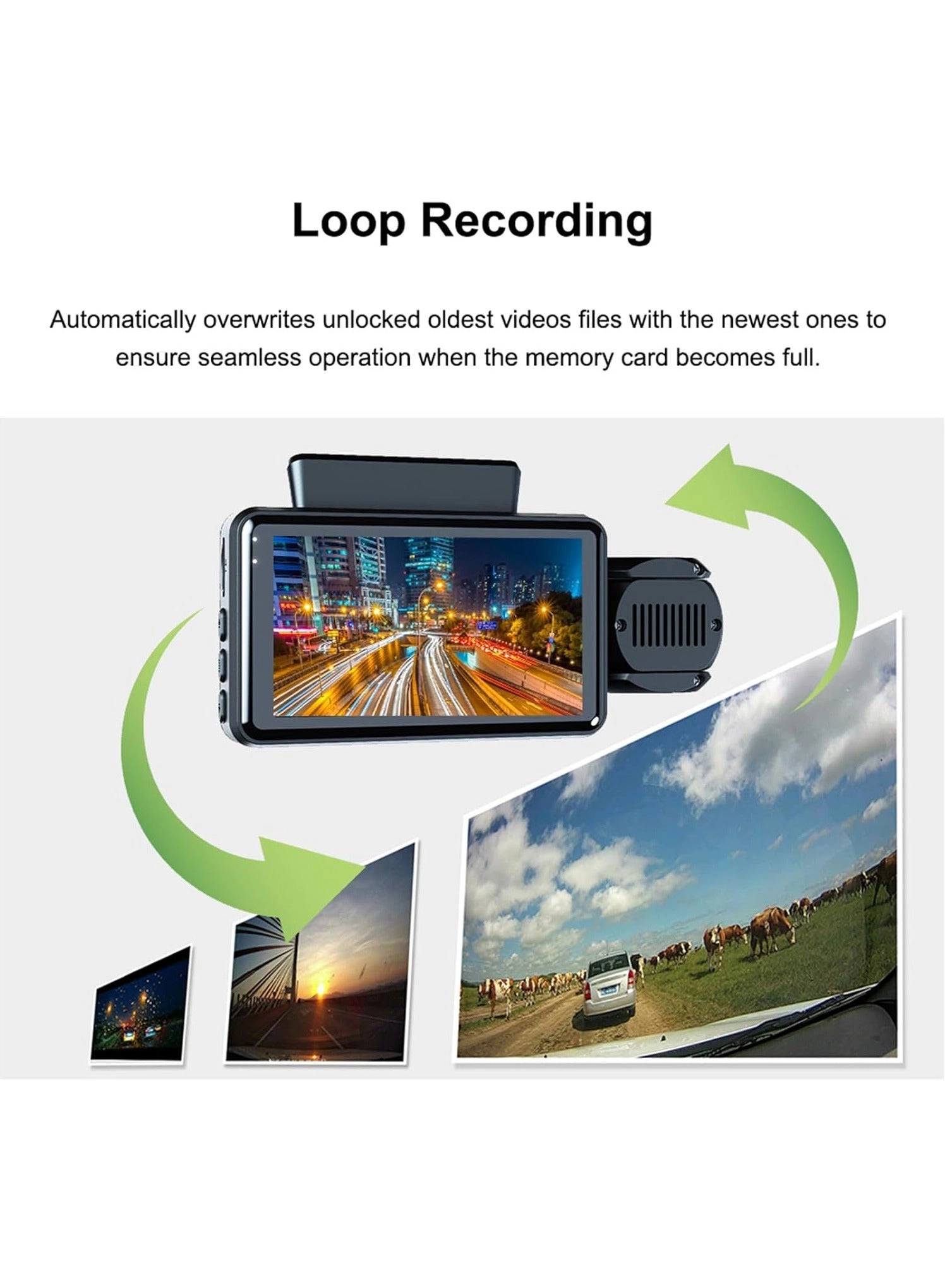 3 Cameras Dash Camera 1080P