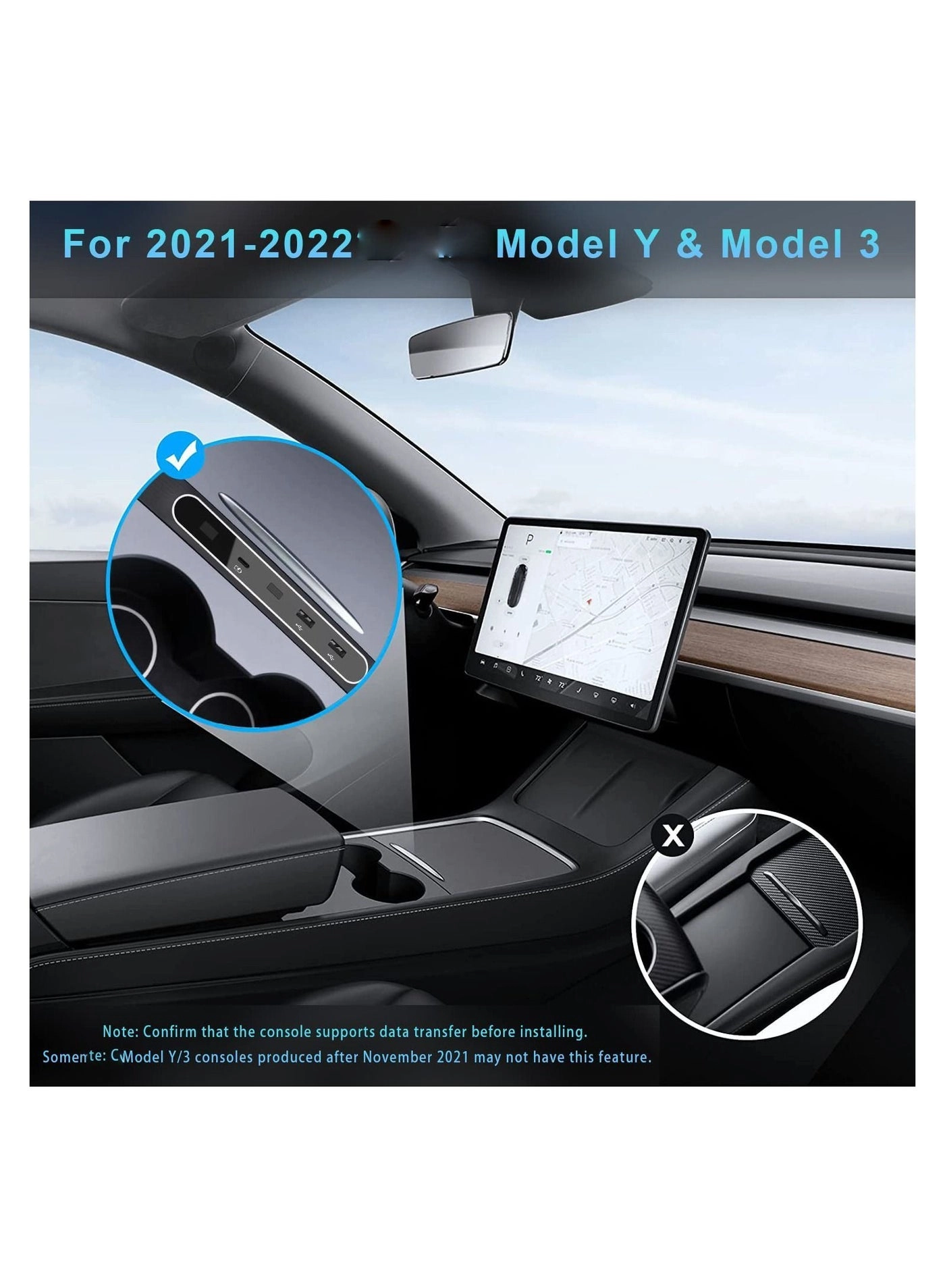 Glovebox USB Hub - 4-in-1 Model 3/Y