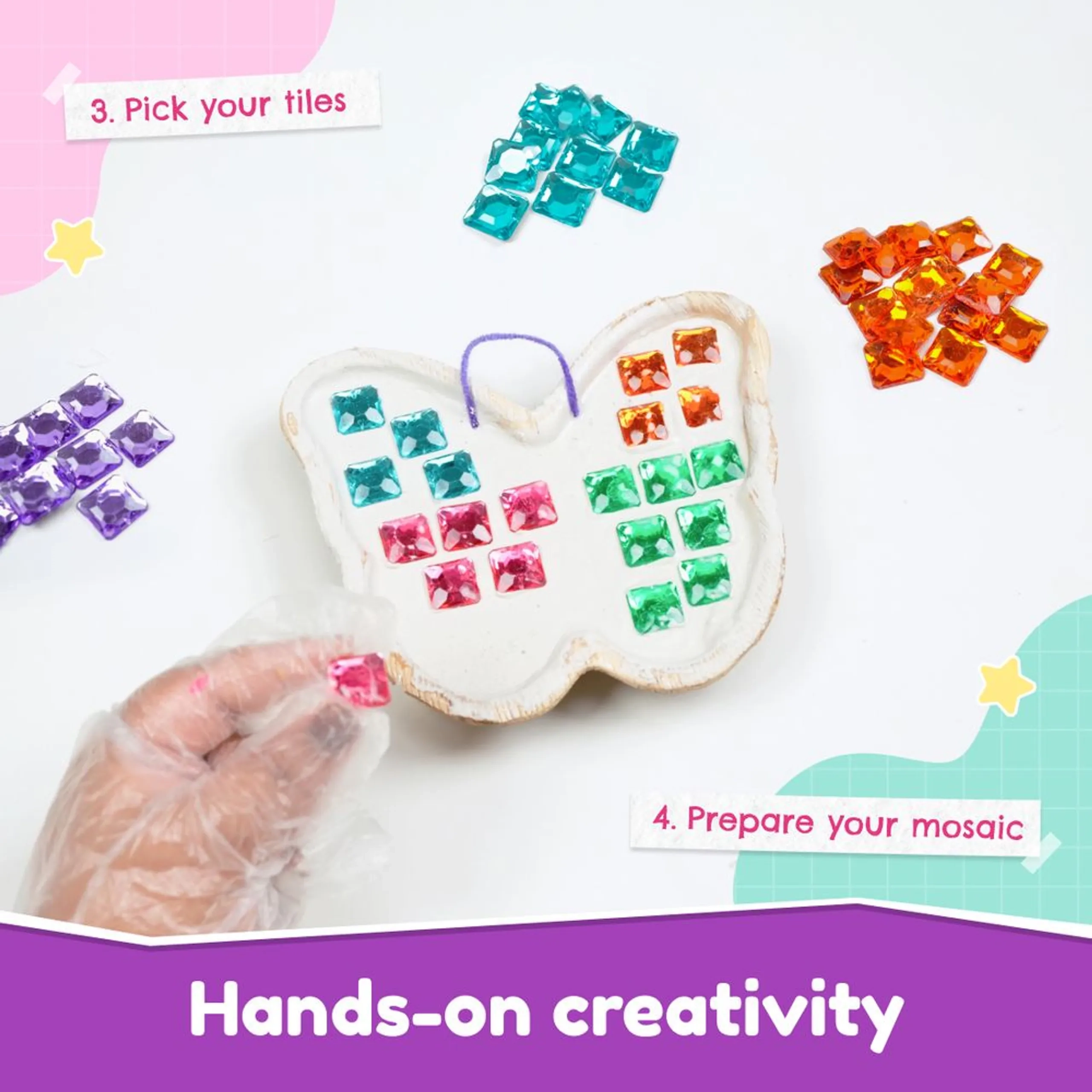 Mosaic Marvels DIY Craft Kit - Multicolor 50 Plus Pcs