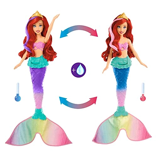 Ariel Swimming Mermaid Doll - Color-change hair and tail Includes seahorse friend