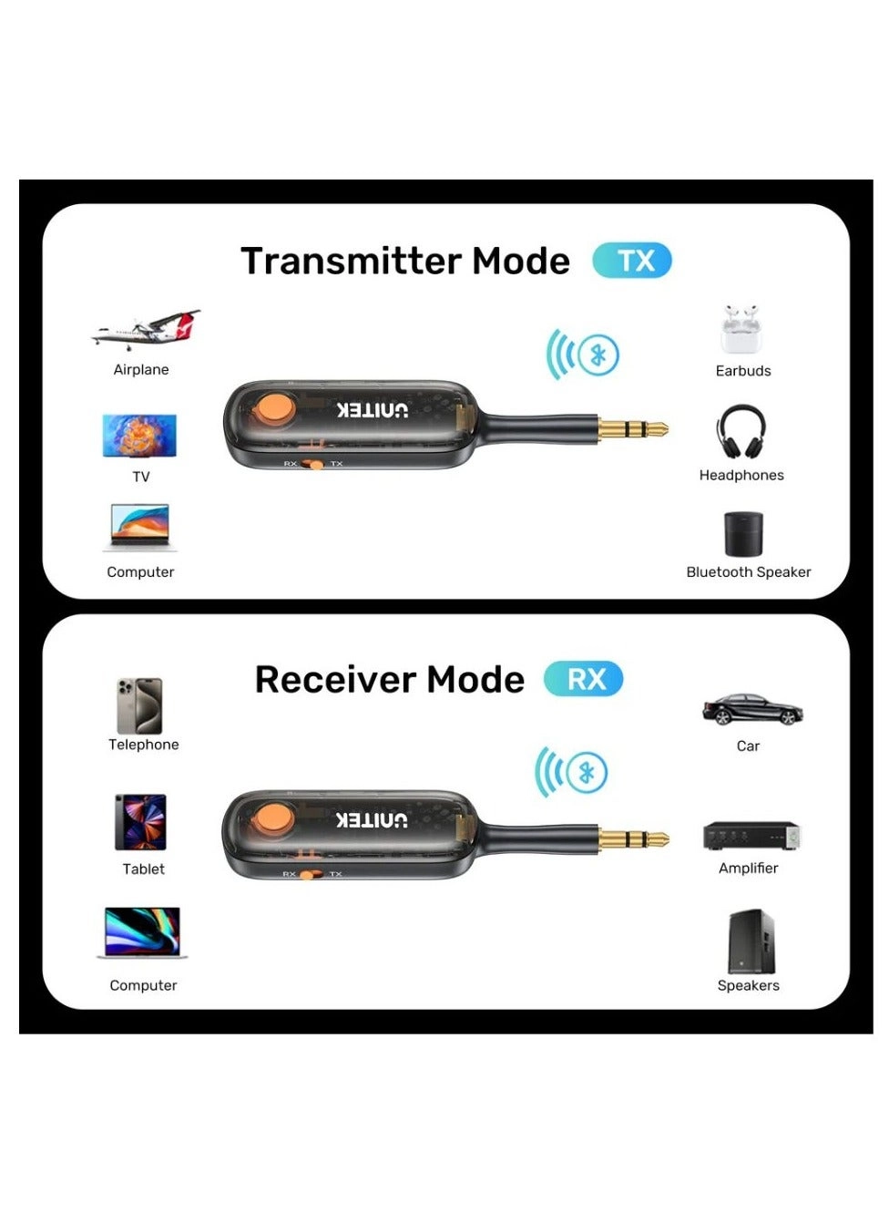 Bluetooth Transmitter Receiver - Bluetooth 5.0 Rechargeable battery