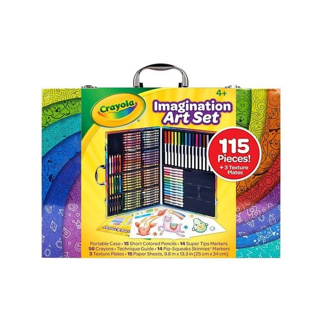 Imagination Art Set - 115 piece(s) 14 Washable Super Tips Markers 15 Short Colored Pencils 14 Washable Pip Squeaks Skinnies Markers 56 Crayons