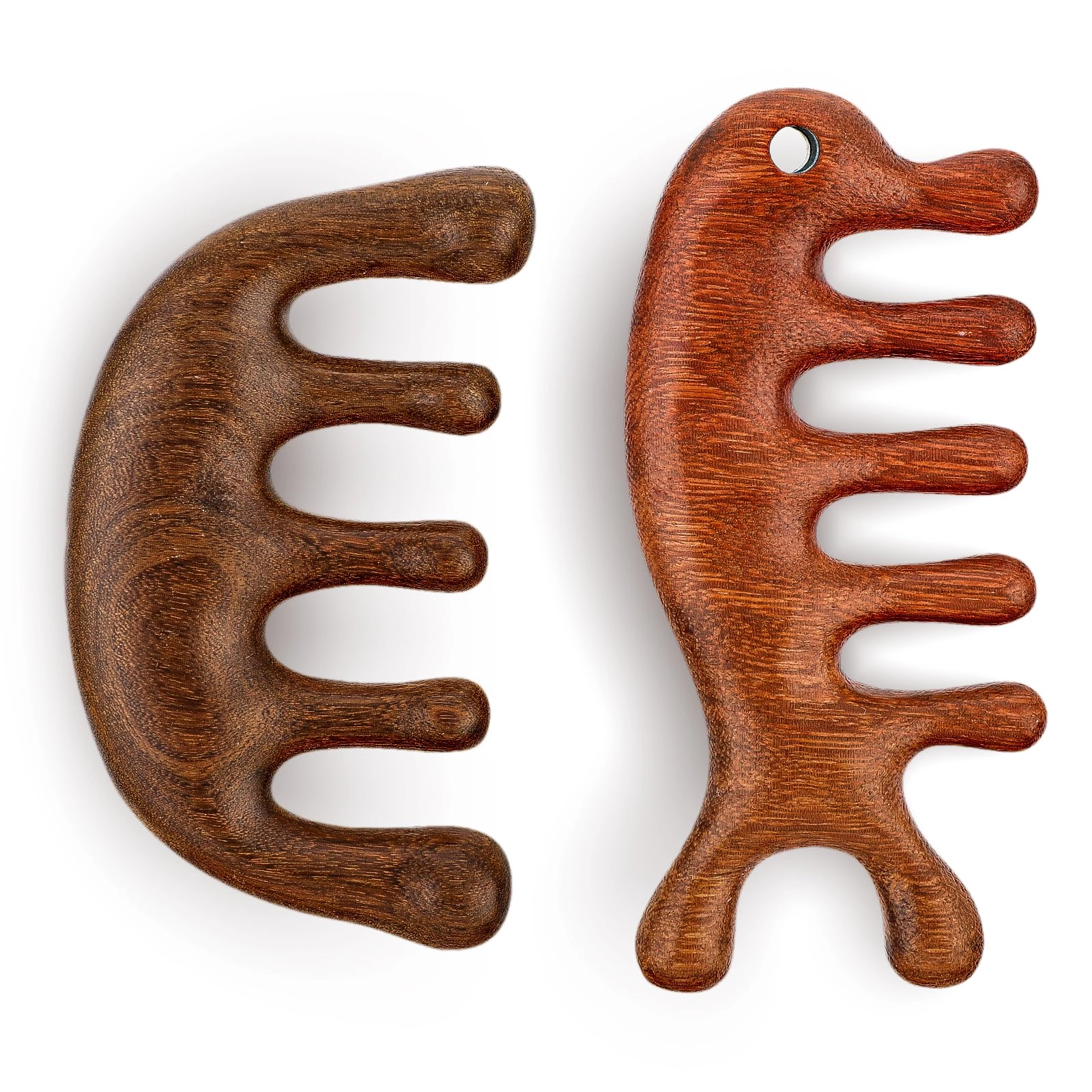 lusofie Wooden Scalp Massager Comb - 2 Count Natural Wood Anti-Static