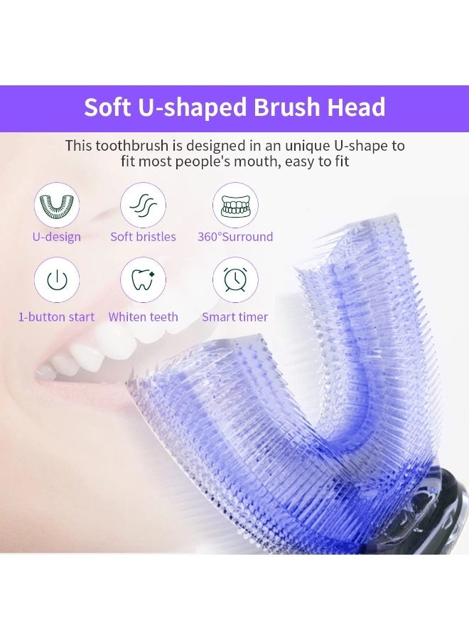 U-Shaped Ultrasonic Electric Toothbrush - 360° Automatic Mouth Cleaning Rechargeable IPX7 Waterproof
