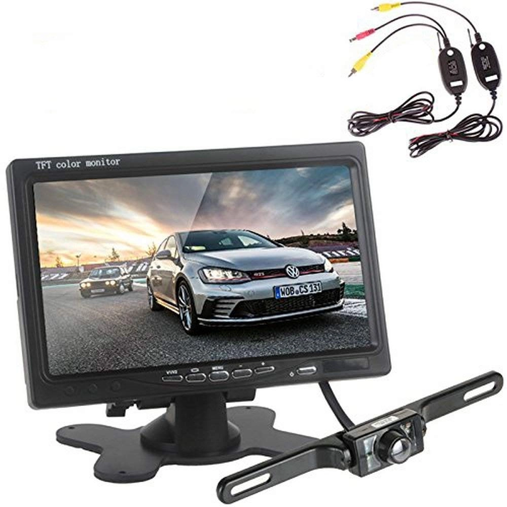 Foldable Car Monitor - 7 Inches + Car Backup Camera - Wireless Night Vision 800(H) x RGB x 480(V)