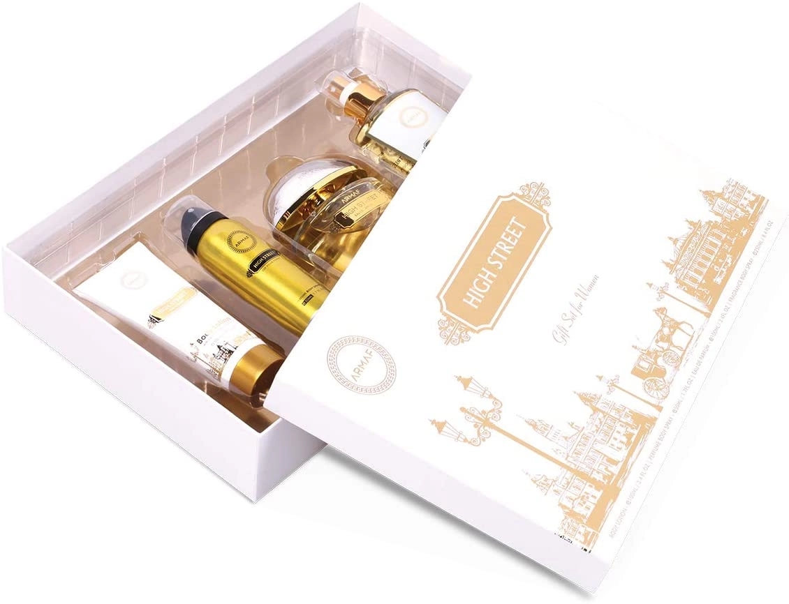 Sterling Perfumes High Street Eau De Parfum + High Street Moisturizing Body Lotion + High Street Fragrance Body Spray + High Street Perfume Body Spray - Eau de Parfum 4 Pieces