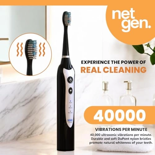 Sonic Toothbrush - 3 Brushing Modes 5 Replacement Heads Inductive Charging