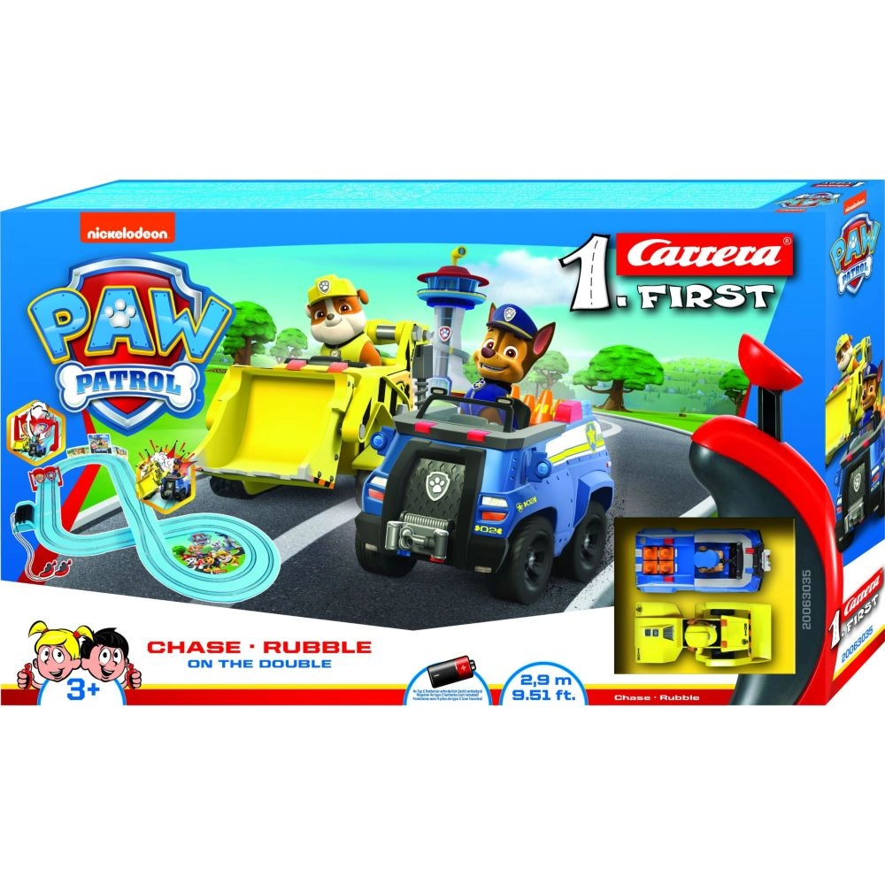 CARERRA TOYS First Paw Patrol Chase And Rubble On The Double Slot Car Racing System - 2.4M 6+