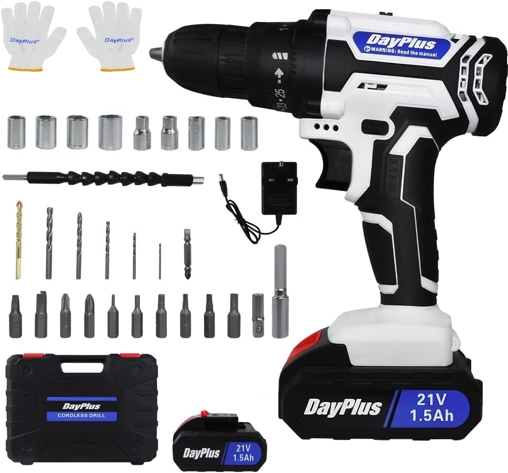 HP factory Cordless Power Drill Set - 1.5 Amp Hours 21V