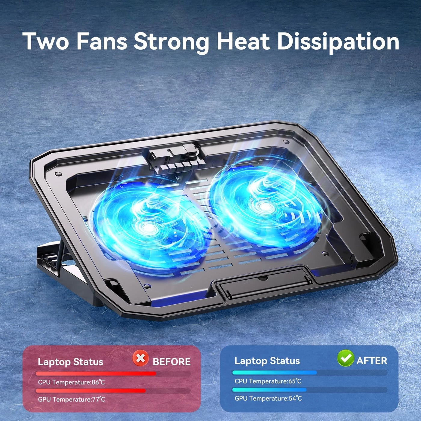 Ultra Slim Laptop Cooling Pad - 2 10-15.6 Inch