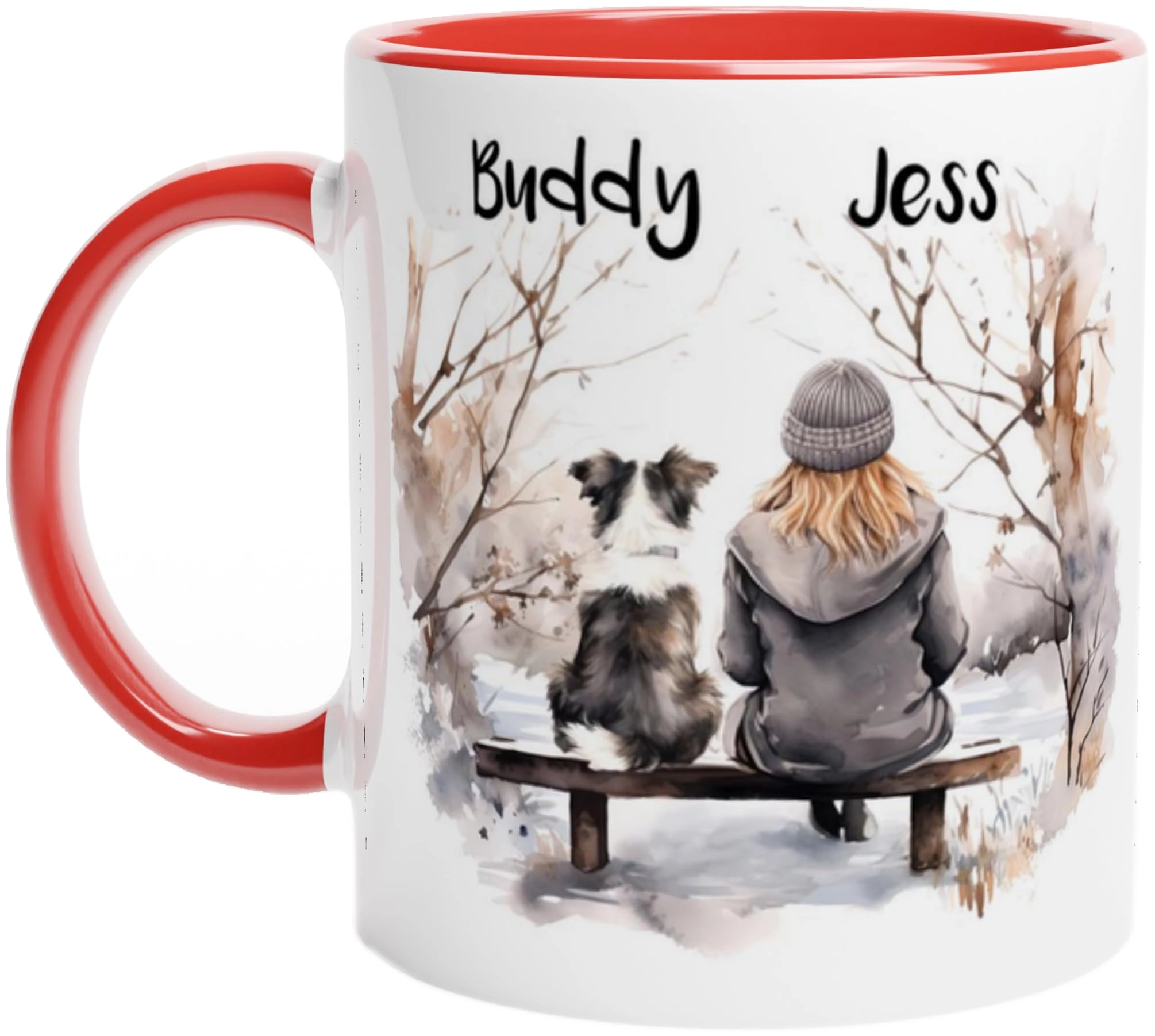 engravables Winter Woman & Dog 3 Mug - 1 pcs Personalised Dog Lover Gift