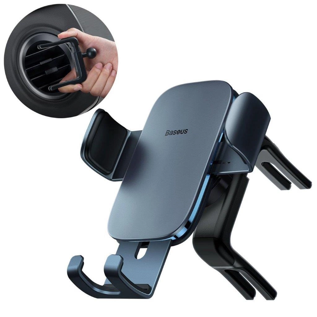 Car Phone Mount - Grey Round Air Vent Automatic Locking