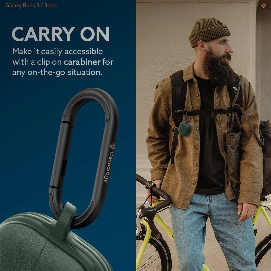 Case for Samsung Galaxy Buds3 and Buds3 Pro - Mil Grade Drop Protection + Carabiner for Universal