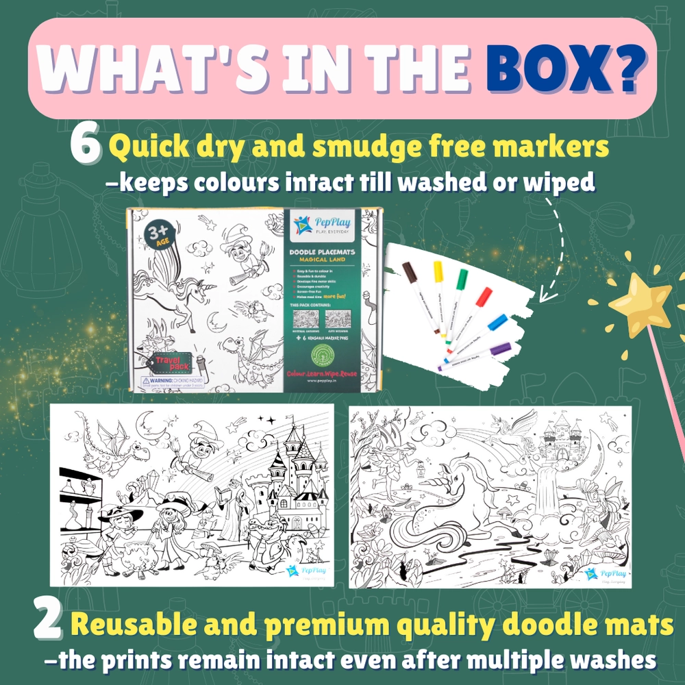 Doodle Placemats Travel Set - A4 Reusable