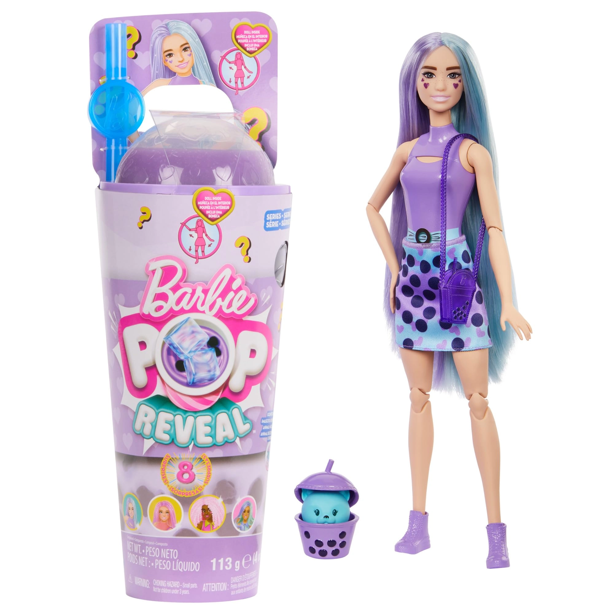 Barbie Taro Milk Fashion Doll - Bubble Tea Scented Puppy 8 Color Changing Surprises Ages 3+
