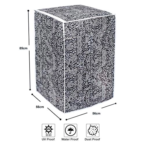 Top Load Washing Machine Cover - 6kg-7.5kg Black Flower