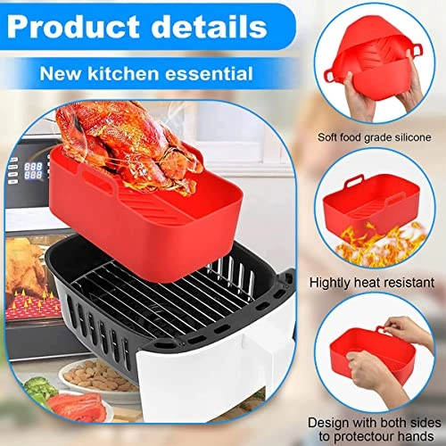 Air Fryer Silicone Pot - 2PCS Red