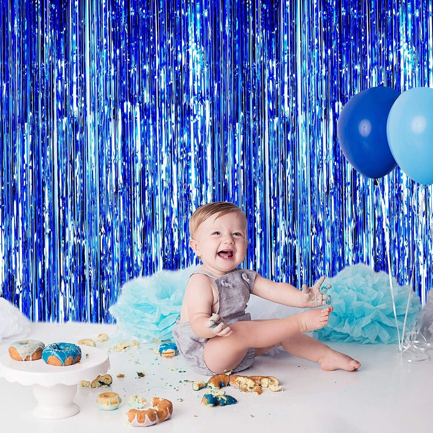 Foil Fringe Curtain - 1 Anniversary Birthday Graduation Wedding