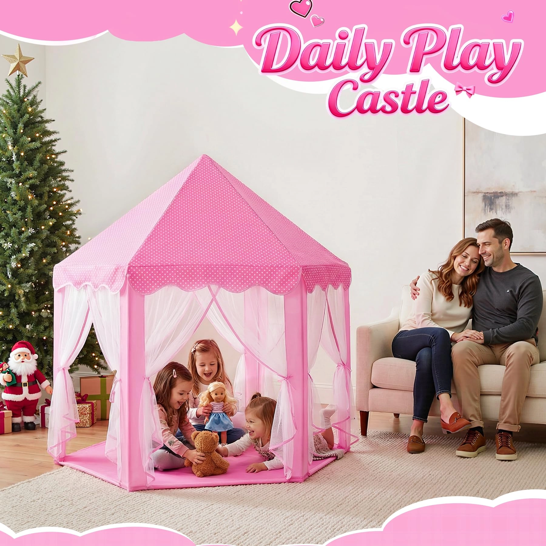 Princess Castle Play Tent - 48 x 48 x 52 inches Pink