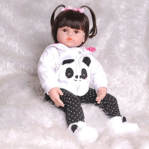 Rebirth Baby Doll - 48cm/58cm Silicone Limbs Cloth Body Panda Clothes Gift Set