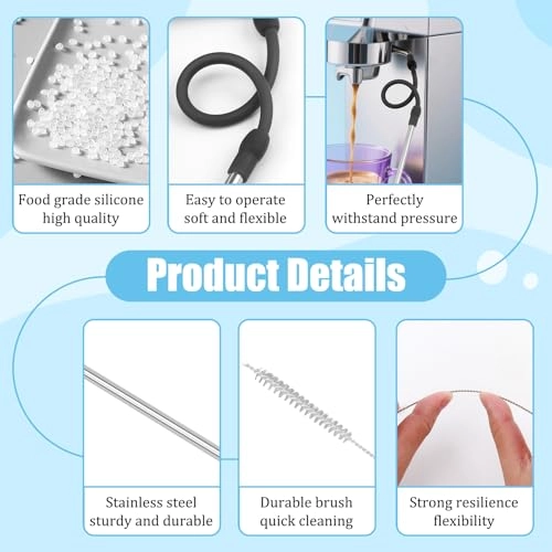 Kaffeemaschinen-Ersatzschlauch - Silicone Stainless steel tube Cleaning brush