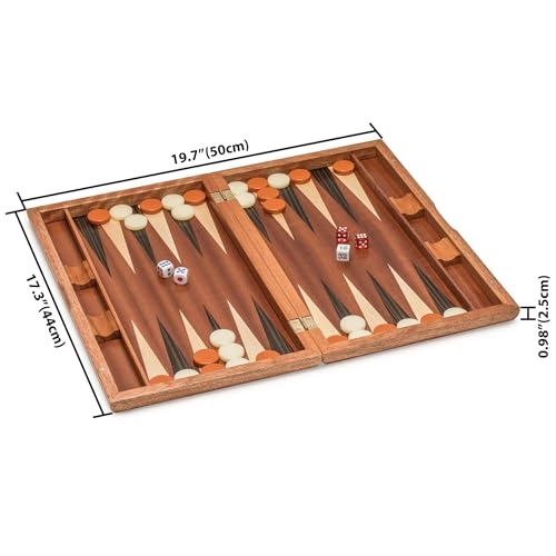 Wood Inlay Backgammon Game Set - Brown Acrylic