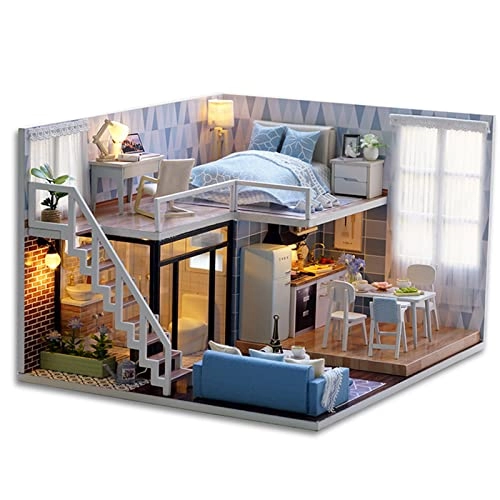 DIY Miniature Dollhouse - Lifelike LED Lights 9.6 * 8.1 * 6.1 Inch