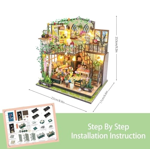 Darcy Flower House - DIY Miniature House Kit LED Lights Wooden Furniture