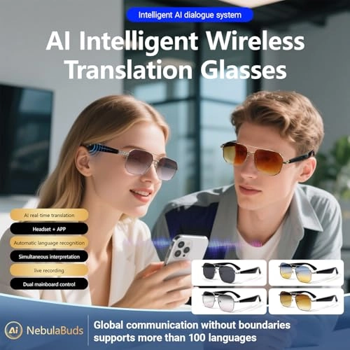 Smart Translation Glasses - Real-Time 100+ Languages Wireless Open-Ear