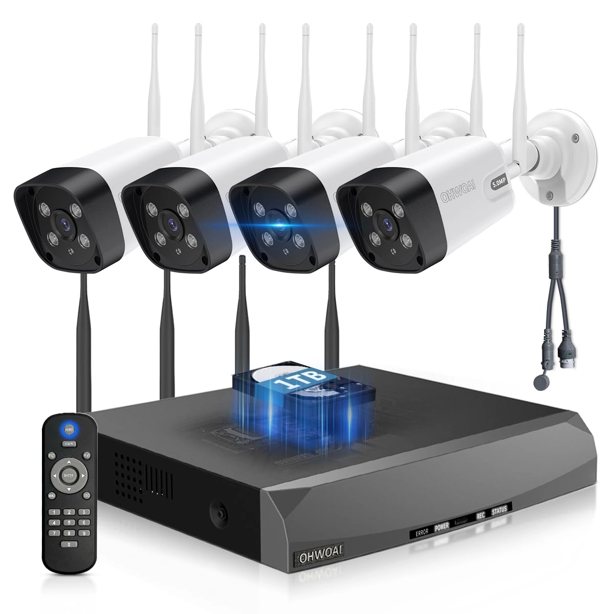 OHWOAI Wireless Security Camera System - 4 cameras 16 channels 5MP