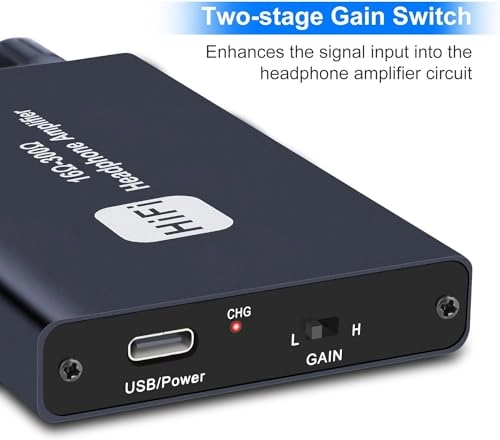 Headphone Amplifier - Two-Stage Gain Switch USB Rechargeable