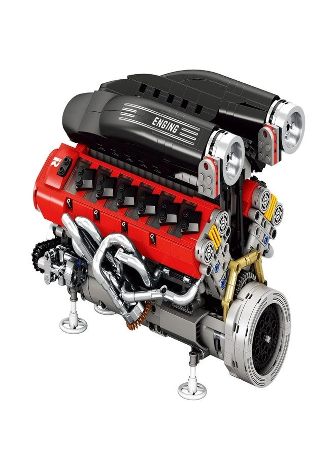 Reobrix Erector Sets V12 Engine - 65° V-Angle with Motor