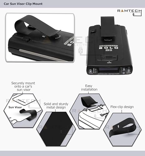 Car Sun Visor Clip Mount - Compatible with Escort & Beltronics Flex-clip