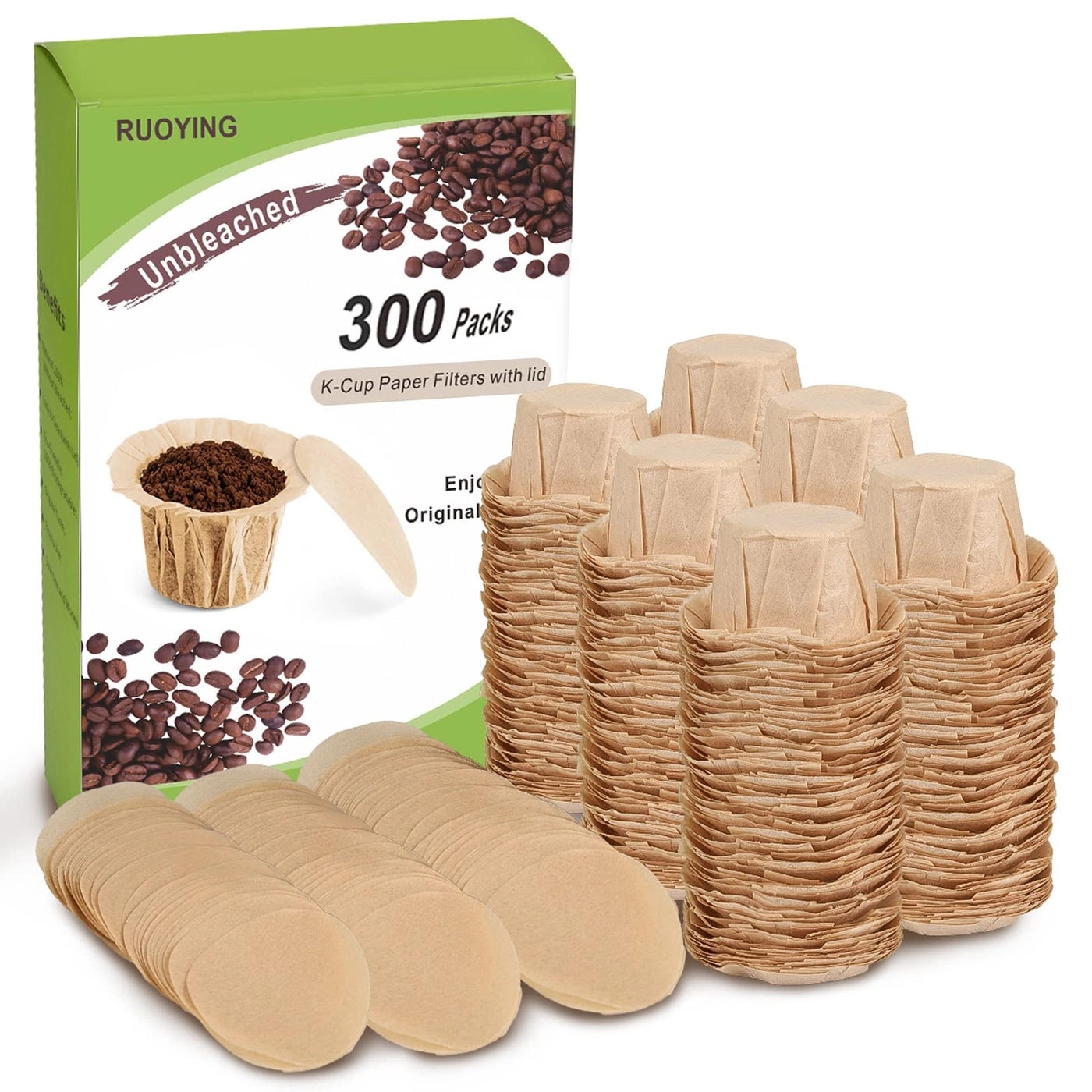 K Cup Disposable Paper Filters - Unbleached With Lid