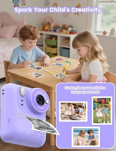 Kids Print Camera - Instant Printing 1080P Videos Red Bundle