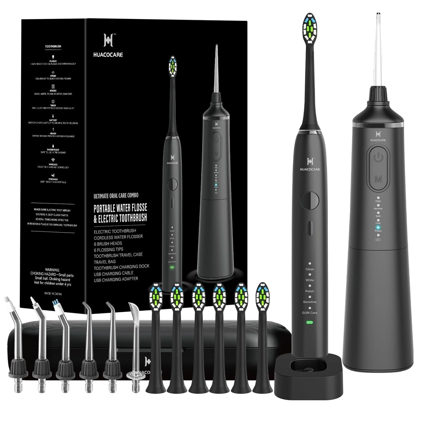 HUACO CARE Dental Flosser - Pink + Electric Toothbrush