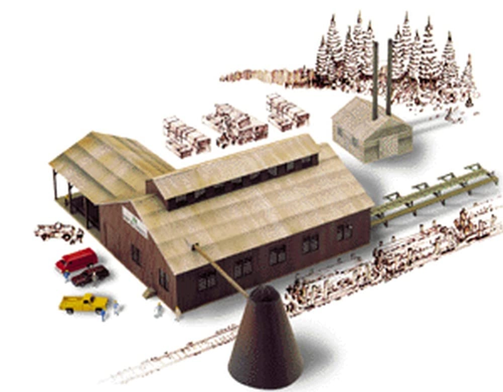 Walthers Cornerstone Mountain Lumber Chevron Sawmill - N Scale Kit