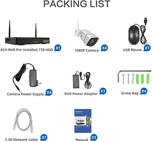 Security Camera System - 4 pcs 8CH 2MP