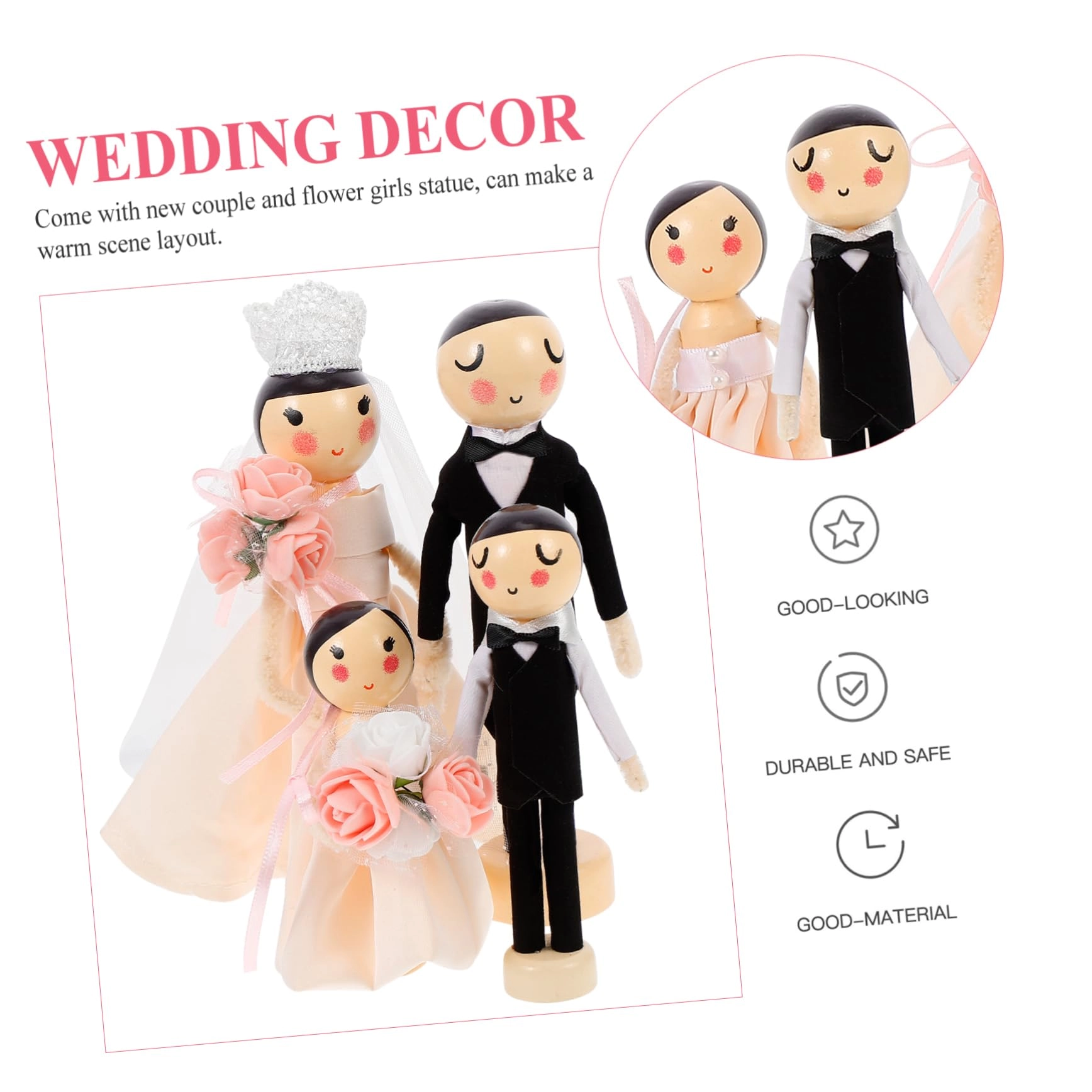 Wedding Couple Statue Set - 4pcs