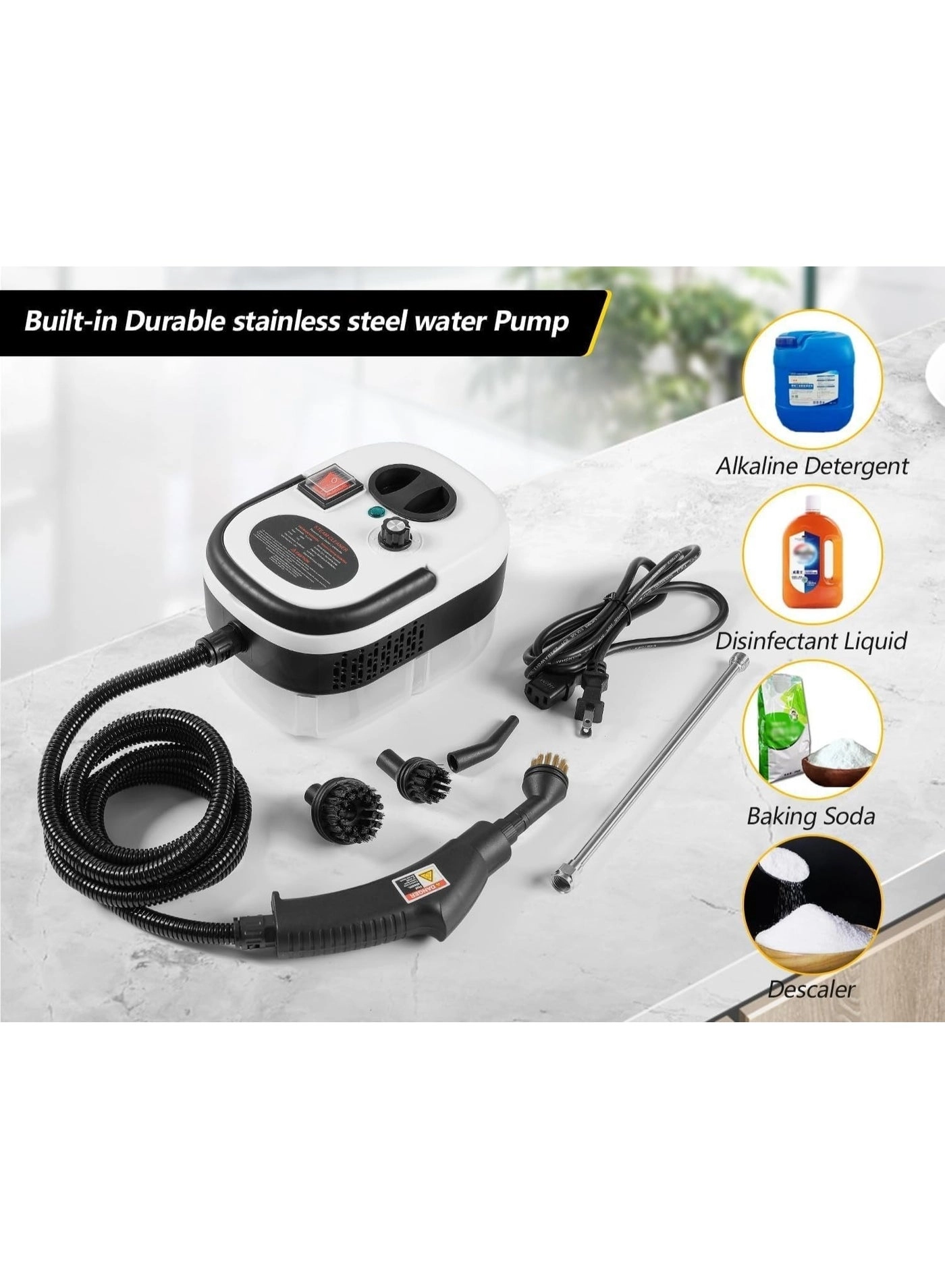 High-Pressure Steam Cleaner - Multi-Purpose Multiple Brush Attachments