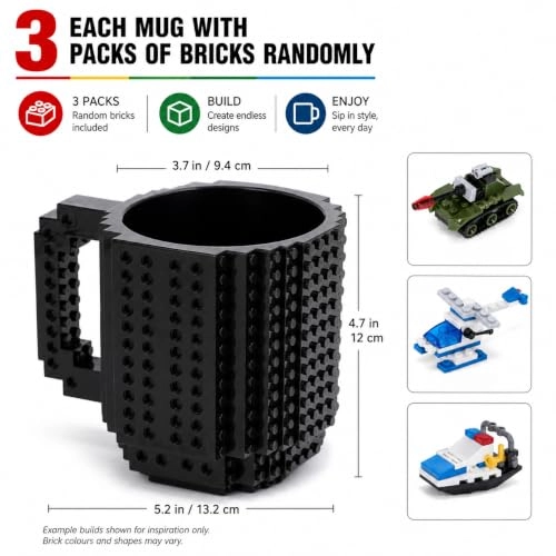 Build-On Brick Plastic Mug - 3 Bags of Bricks 350 ml