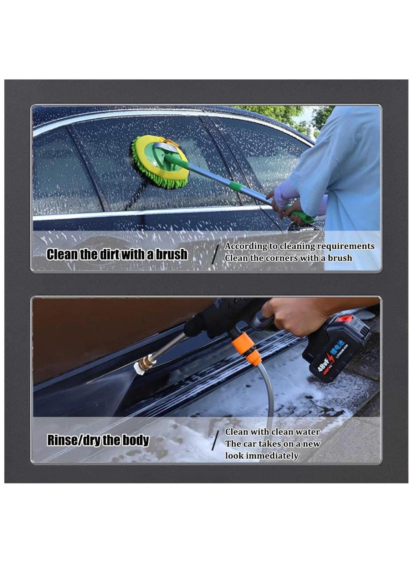 Portable Handheld Car Wash - 48V 22 Bar Black