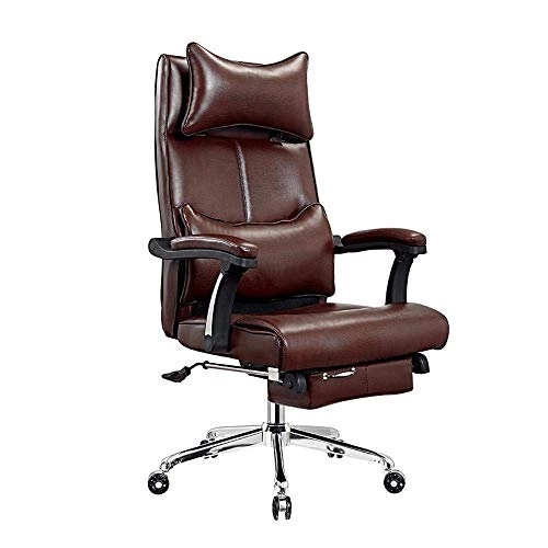 Desk Chair - PU Leather Brown High Back