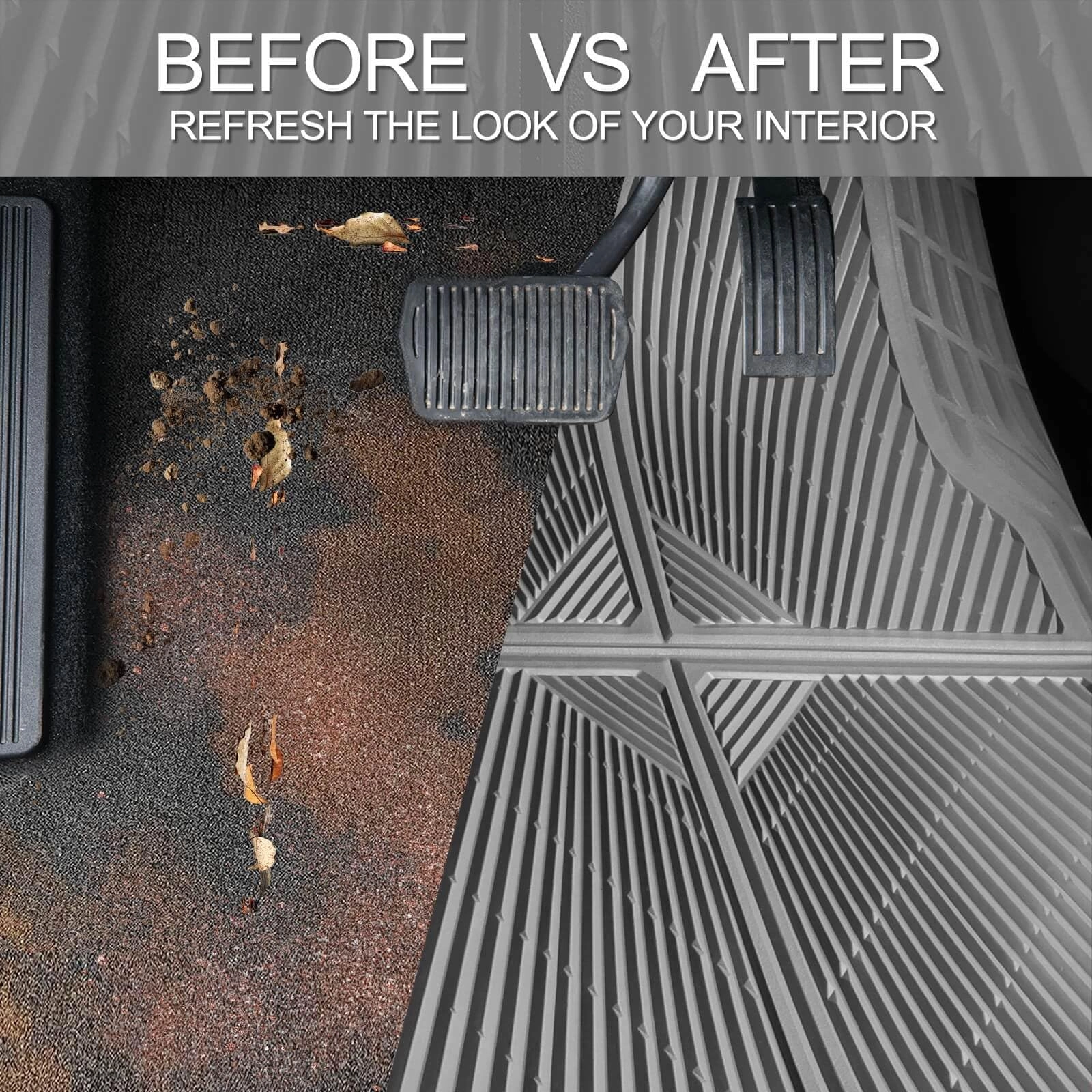 Rubber Floor Mats & Cargo Liner - Gray Universal Fit 5-Piece