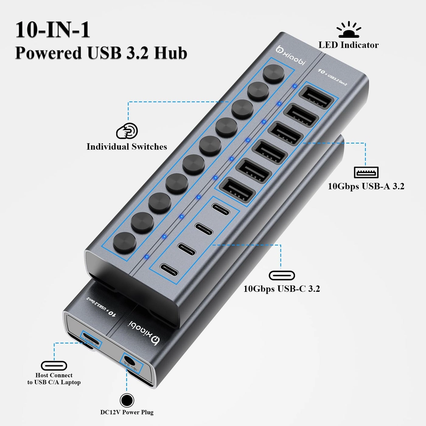 10-Port USB C Hub