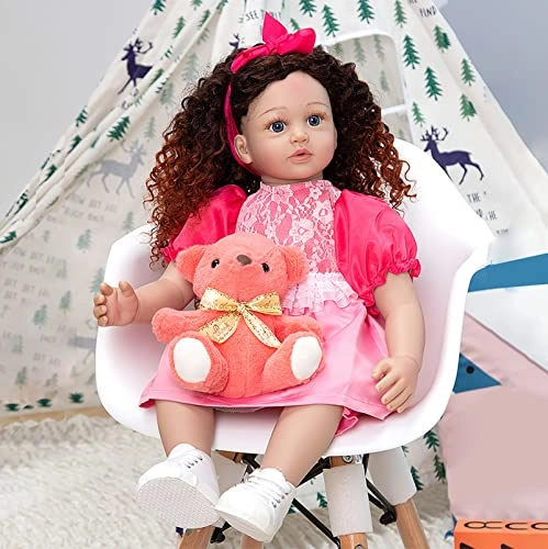 Reborn Baby Doll - 24 Inch Vinyl Cotton Body Pink Yarn Skirt Ages 3+