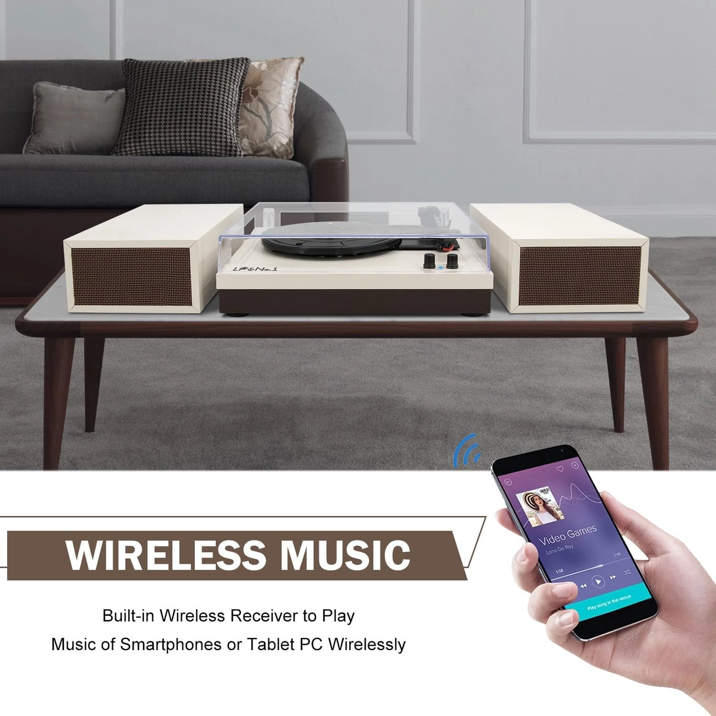 Wireless Turntable - 3-Speed Belt Drive
